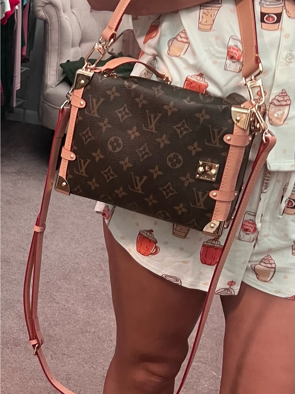 Louis Vuitton Brown Monogram Soft Trunk Crossbody with Light Tan Trim